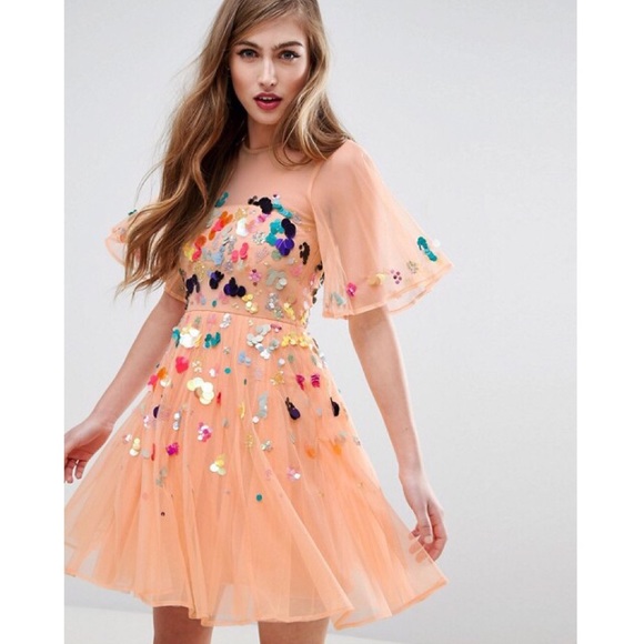 ASOS Dresses & Skirts - ASOS Mesh Scattered Sequin Dress + Fascinator